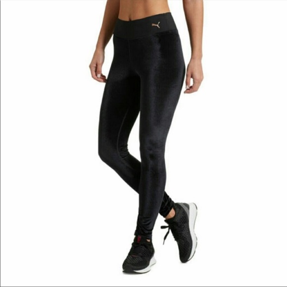 Puma Pants - Puma black velvet velour leggings Sz Medium